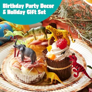 JOYIN 69 Pcs Small Animal Figures, Mini Jungle Toy Set with Sensory Bin, Realistic Wild Forest Playset, Zoo, Ocean, Farm Animals Figurines, Dinosaur Party Favors, Gifts for Boys and Girls, Kids 3-5 - Image 5