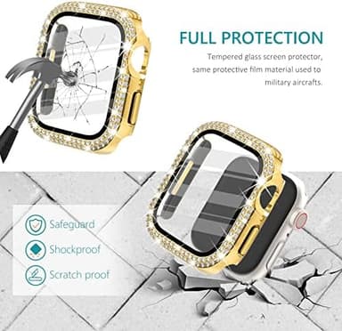 Surace 44mm Case Compatible with Apple Watch Case with Screen Protector, Bling Diamond Overall Protective Case Compatible with Apple Watch Series 6/5/4 SE, 44mm, Gold - Image 5