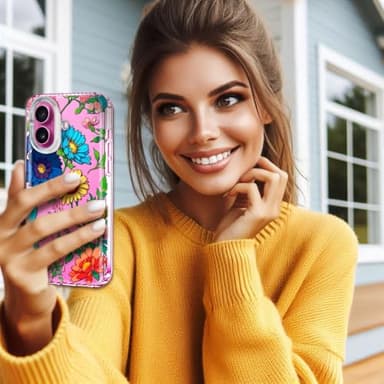 Coolwee for iPhone 16 Case for Women, with Screen Protector, Cute for Girls, 10ft Military Grade Protective Cover Slim Soft TPU Bumper for iPhone 16 Phone Case Clear Sunflower Floral - Image 8