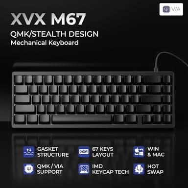 HITIME x XVX M67 60% Keyboard USB Wired Gaming Keyboard with Phantom Keycaps, QMK/VIA Support, Hot-Swappable, RGB Backlit, Gasket Structure, Creamy Pre-lubed ICE Switches, Black - Image 2
