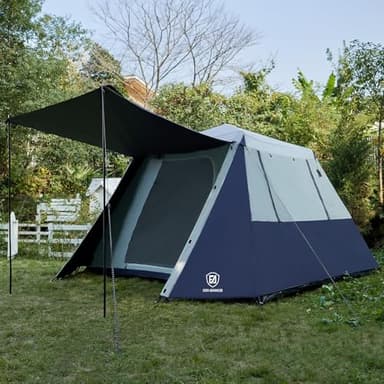 EVER ADVANCED Blackout Design 6 Person Camping Tent, Instant Cabin Tent for Family with Vestibule and Large Mesh Windows, 60s Easy Setup, Double Layer, Water-Resistant, Grey - Image 1