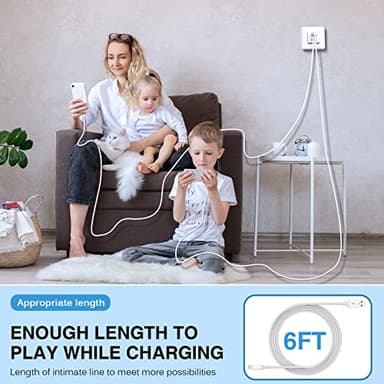 iPhone Charger,[Apple MFi Certified] Fast iPhone Charger 2PACK 6FT Lightning Cable Cord Fast Charging Dual 2 Port Plug USB Wall Charger Compatible with iPhone 14 13 12 11 Pro Max XS XR X 8 Plus 7 iPad - Image 8