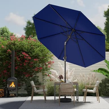 AreShark 9 FT Patio Umbrella for Outdoor, Outdoor Umbrella with Push Button Tilt and Crank, Outdoor Patio Umbrellas with 8 Sturdy Ribs for Market, Garden, Deck, Backyard, Pool (Navy) - Image 5