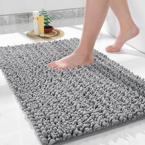 Yimobra Large Bathroom Rugs Non Slip Washable 36x24 Inch - Ultra Soft Absorbent Chenille Bath Mat, Quick Dry Shaggy Floor Carpet for Tub Shower, Gray Home Decor Accessories - Image 1