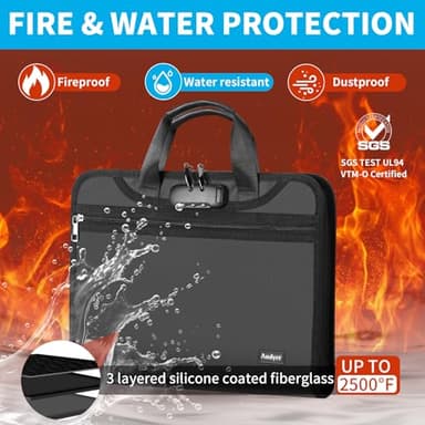 Andyer Accordion File Organizer with Lock, Fireproof Expanding File Folder with Tabs, 13 Pockets Important Document Organizer with Handle, Portable Paperwork Business Organizer, Letter/A4-Size (Black) - Image 3