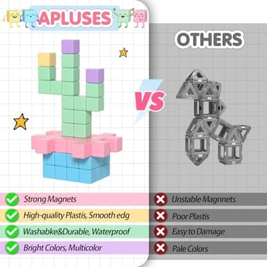 Apluses 32pcs Magnetic Blocks Building Cubes for Toddlers, Classroom Must Haves Creative Learning Kids Gifts, Preschool Montessori Sensory Autism Magnet Toys for Boys and Girls Ages 3 4 5 6 - Image 6