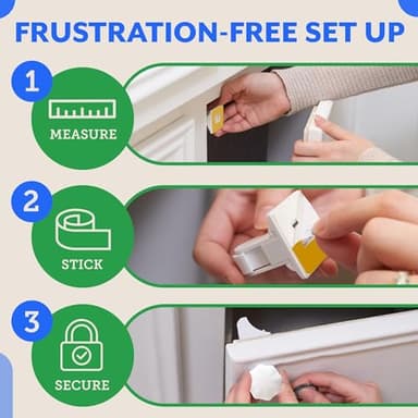 Eco Baby Magnetic Cabinet Locks for Babies - Magnetic Baby Proofing Cabinet Locks, Child Locks for Cabinets Drawers Doors for Back to School - Easy Installation No Tools Required (12 Pack and 2 Keys) - Image 5