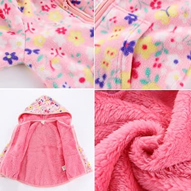 Feidoog Toddler Polar Fleece Jacket Hooded Baby Boys Girls Autumn Winter Long Sleeve Thick Warm Outerwear,Pink,2-3T - Image 3