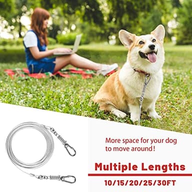 HaiYUAN Dog Tie Out Cable 10/15/20/25/30FT Dog Run Cable Rosy Pink/Blue/Purple/Silver/Red/Green/YellowTie Out Cable for Large Dogs Heavy Duty for Outside Hold Large Dogs Up to 250LBS - Image 8