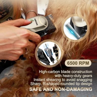Aibors Quiet Dog Grooming Clippers - 2000mAh Long-lasting Dog Clippers for Grooming,Waterproof Rechargeable Cordless Clippers for Dogs Grooming,Adjustable Safe and Easy to Clean Home Pet Grooming Tool - Image 3