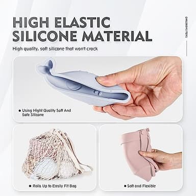 MarcZero 11Pcs Silicone Beach Toys,Modern Baby Beach Toys,Travel Friendly Beach Set,Silicone Bucket, Shovel, 8 Sand Molds, Beach Bag,Silicone Sand Toys for Toddlers, Kids (Pink) - Image 5