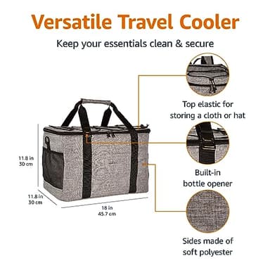Amazon Basics Soft Insulated Cooler Bag, 50 Can Capacity, Gray - Image 3