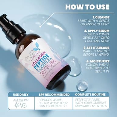 Collagen Peptide Serum for Face – Anti Aging Facial Treatment with Peptides & Hyaluronic Acid – Gentle Formula for Sensitive Skin, Microneedling Pen, Derma Roller, Skin Firming & Hydrating (2 Oz) - Image 5