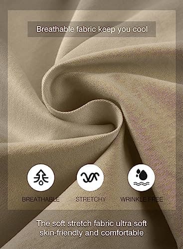JMIERR Mens Casual Shorts - Cotton Drawstring Summer Beach Stretch Waist Twill Chino Dress Golf Travel Essentials Shorts with Pockets Short Pants for Men 7 Inch Inseam, S, S2 Brown 2 - Image 4