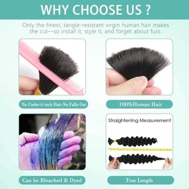 LEISWISS Boho Human Braiding Hair Curly 150g 22 Inch 6 Bundles/Pack Human Braiding Hair for Boho Braids Virgin Hair Extensions 12A Wet And Wavy Deep Wave Bulk Human Hair for Braiding - Image 7