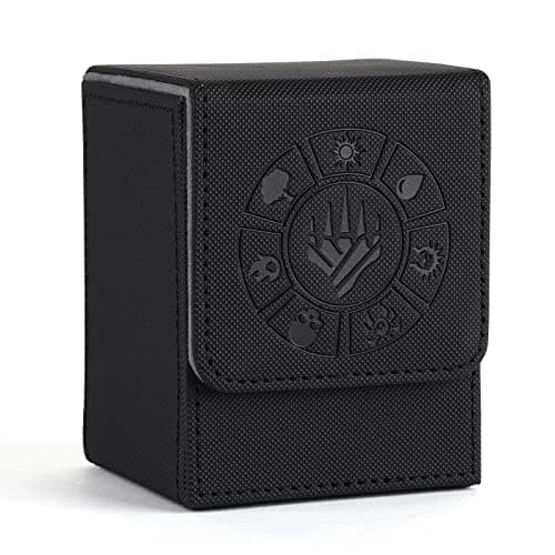 Arkeiliy Card Deck Box, 110+ Storage MTG Deck Box with 50 Pcs Card Sleeve, Collectible Trading Card Cases for Magic Commander and More (Black) - Image 1