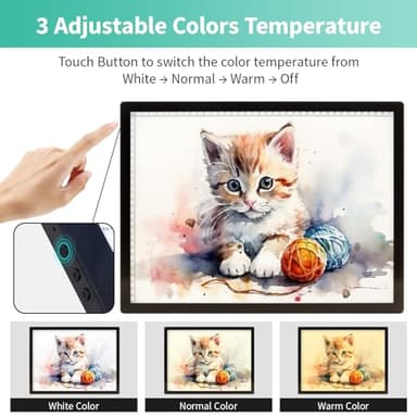 A3 Light Pad with Carry Bag - Battery Powered Diamond Painting Light Board, 3 Colours 6 Levels Brightness Tracing Light Box, Portable Rechargeable LED Light Pad for Weeding Vinyl Drawing - Image 3