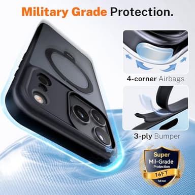 Peerock for iPhone 17 Pro Max Case: with 360° Spin Magnetic Stand, Camera Control Button, Fit for MagSafe, Military Drop Protective Slim Phone Cover for 17 ProMax with Ring Kickstand, 6.9", Black - Image 7