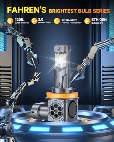 H11/H9/H8 LED Bulbs, [ 𝟓𝐭𝐡-𝐆𝐞𝐧 & 𝐁𝐫𝐢𝐠𝐡𝐭𝐞𝐬𝐭 ] 𝟕𝟎,𝟎𝟎𝟎𝐋𝐌 𝟏𝟐𝟎𝟎% Brighter, Real 1:1 Mini Size Design, 6500K Cool White H11 Fog Bulbs, Plug and Play, CANbus Ready, Pack of 2 - Image 5