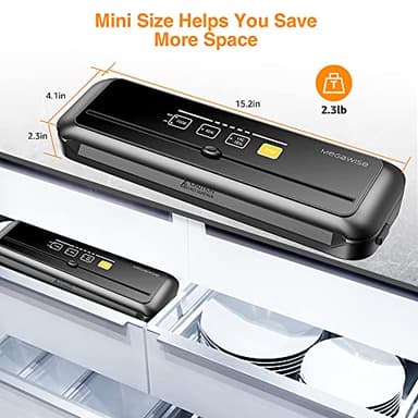 MegaWise Vacuum Sealer Machine | 80kPa Suction Power| Bags and Cutter Included | Compact One-Touch Automatic Food Sealer with External Vacuum System | Dry Moist Fresh Modes for All Saving needs - Image 3