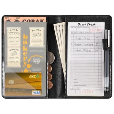 CoBak Server Book – Compact Organizer with Clear and Money Pockets, Pen Holder, Fits Apron Perfectly, Leather Waitress Book - Image 2