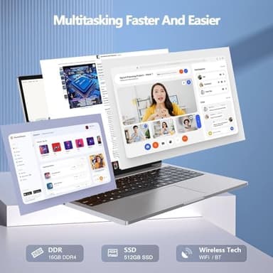Laptop Gaming,Gaming Laptops,16GB DDR4 512GB SSD,16" FHD 1920 * 1080P PC,Win 11 Pro,Full Metal Housing,N100 Cup(Up to 3.4Ghz),BT, 5G WiFi, 3*USB3.2, Supports Type C Charging,Gray - Image 5