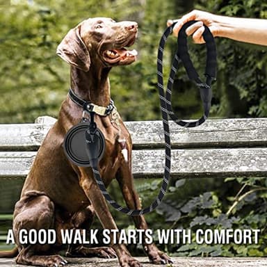 COOYOO 2 Pack Dog Leash 5 FT Heavy Duty - Comfortable Padded Handle - Reflective Dog Leash for Medium Large Dogs with Collapsible Pet Bowl¡­ - Image 2