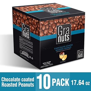 Granuts Chocolate Coated Roasted Peanuts |On-the-Go Snack | Real Chocolate | 1.76 Oz (10 Inner Packs) - Image 3