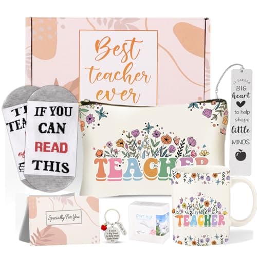 DHQH Teacher Appreciation Gifts for Women, Mother‘s Day Gifts Ideas from Coworker Funny 11oz Teacher Coffee Mug Socks Thank You Box Set for New Teachers - Image 1
