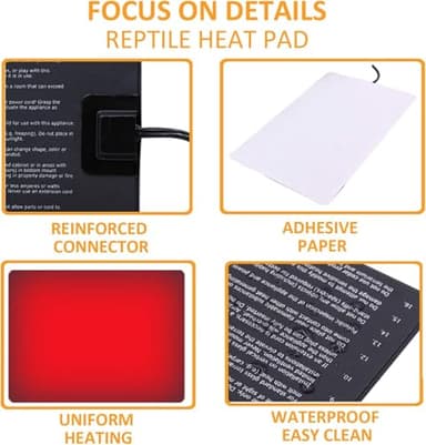 Aiicioo Under Tank Heater Thermostat - Reptile Heating Pad with Temperature Control Reptile Heat Mat for Combo Set for Hermit Crab Lizard Terrarium 24W - Image 3