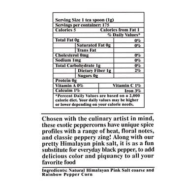 Himalayan Chef Peppercorn Pink Salt Glass Grinder Oz, Organic Rainbow Pepper Corn, 12.5 Ounce - Image 2