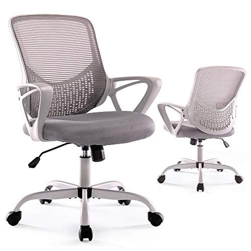 Office Chair, Ergonomic Home Desk Chair Mid Back Mesh Chair Rolling Swivel Computer Chair with Lumbar Support (Office Chair, Light Grey) - Image 1