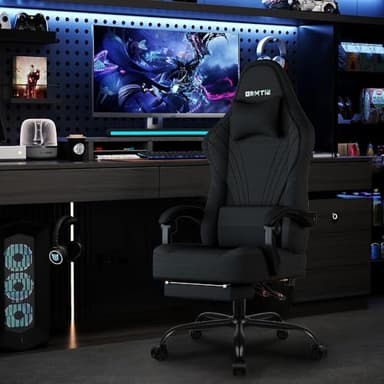 Gaming Chair, Big and Tall Gaming Chairs for Adults with Footrest and Lumbar Support, Comfortable Ergonomic Fabric Computer Chair 400 lbs, 360° Swivel, Height Adjustable Video Gamer Chair, Silla Gamer - Image 2