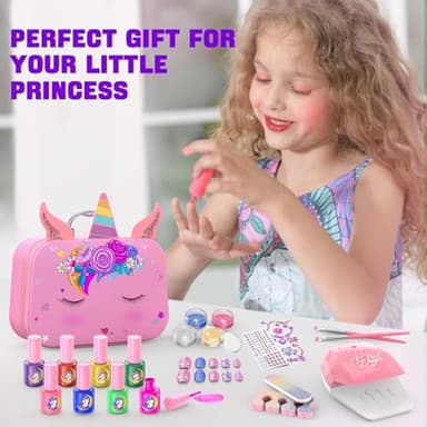 Kids Nail Polish Set for Girls, Non-Toxic Quick Dry Nail Art Salon Kit with Nail Dryer and Peelable Nail Polish,Ideal Gift Toys for Girls Age 3-12 - Image 7