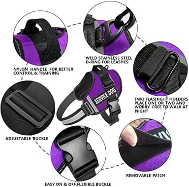JSXD Dog Harness,No-Pull Service Dog Harness with Handle Adjustable Outdoor Pet Dog Vest 3M Reflective Nylon Material Vest for Breeds,Easy Control for Small Medium Large Dogs - Image 3