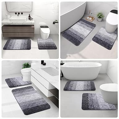 Arotive Microfiber Bathroom Rugs, Shaggy Soft and Absorbent Bath Rug, Non-Slip, Thick Plush Machine Washable Dry Bath Mats for Bathroom, Tub and Shower, 47x24, Grey - Image 9