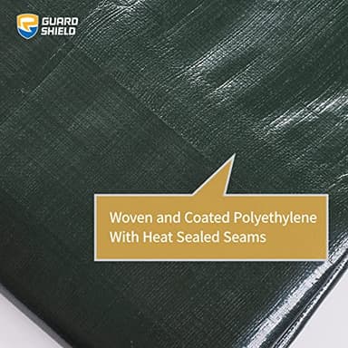 GUARD SHIELD Super Heavy Duty Green/Silver Poly Tarp Cover 10x20 Feet Waterproof 16mil Thick UV and Tear Resistant Tarpaulin with Grommets and Reinforced Edges - Image 5