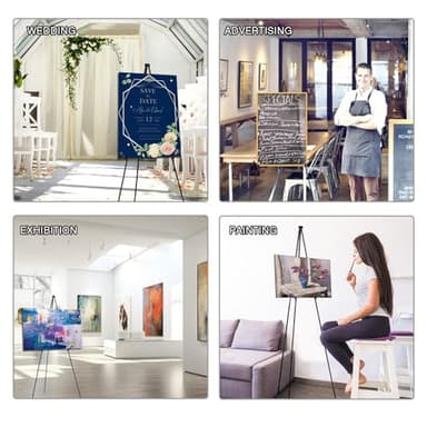 AROIC 63" Easel Stand for Display, 3 Pack Portable Foldable Metal Easel, Easels for Signs Wedding Logos,Arts, Painting,Adjustable Floor Easels with 3 Storage Bag - Image 8