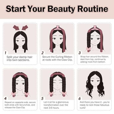 Heatless Hair Curler,Blowout Heatless Curls Overnight,No Heat Curling Rod Set with Satin Bonnet for Sleep in,Pink - Image 6
