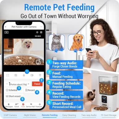 Frienhund Automatic Cat Feeder with 2K HD Camera: Automatic Dog Feeder with Night Vision, Cat Food Dispenser with 5G WiFi for Multiple Pet, Detachable for Easy Clean - 29 Cup （7L Large Capacity） - Image 4