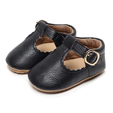 HONGTEYA Infant Baby Girls Mary Jane Flats Non Slip for Toddler First Walkers Soft Sole PU Leather Crib Shoes Sneaker Wedding Party Christmas Princess Dress Shoes Baby Moccasins Girls - Image 2