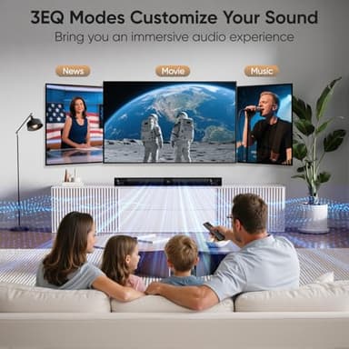 WebsLand Sound Bar for Smart TV, 80W Soundbar with Four Woofers, Dual Horn Tweeters, 2.0 Channel TV Speaker, 2 in 1 Detachable Design, BT/ARC/AUX/Optical Connection, Surround Sound System for TV - Image 4