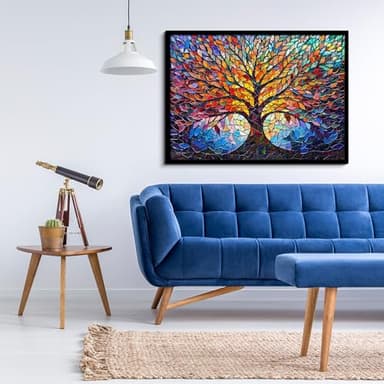 PICKFORU Stained Glass Puzzle Tree of Life Puzzles for Adults 1000 Pieces, Impossible Hard Difficult Challenging Puzzles for Adults, Colorful Mosaic Tree of Life Jigsaw Puzzle 1000 Pieces - Image 2