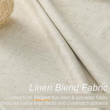 Topfinel 102 Inches Long Cream Colored Custom Total Blackout Linen Curtains, Tan Pinch Pleated Curtains with Pin Hooks for Traverse, Burlap Viral Drapes 2 Panels for Living Room Master Bedroom - Image 4