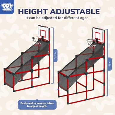 TOY Life Arcade Basketball Game Set Height Adjustable Easy Set Up with 4 Balls and Hoop Game for Kids 3 to 12 Years Old Indoor Outdoor Sport Play, Air Pump Included, Toys for Boys 5-7 Competition - Image 2