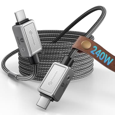 PHIXERO 240W USB C to USB C Cable, Zine Alloy, 10ft, Black - Image 1