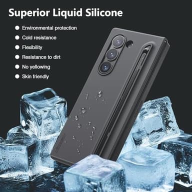 Nillkin for Samsung Fold 6 Case with Built-in Compact Writing Pen, Superior Liquid Silicone & Wireless Charging & S Pen Holder Slot Protective Samsung Galaxy Z Fold6 Slim S Pen Phone Case, Green - Image 3