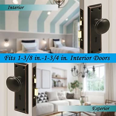 MaxxGeek Mortise Keyed Lock Set with Classic Knobs, Perfect for Replacing Broken Antique Door Knob Sets, Fits 1-3/8 in.-1-3/4 in. Interior Doors, Oil Rubbed Bronze, 1 Pack - Image 6