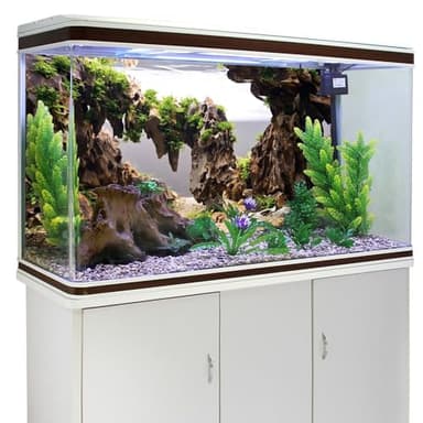 AWERT 24x12 inches Viewing Stone Fish Tank Background Aquatic Plant River Bed & Lake Aquarium Background Seaweed Aquarium Vinyl Background - Image 3