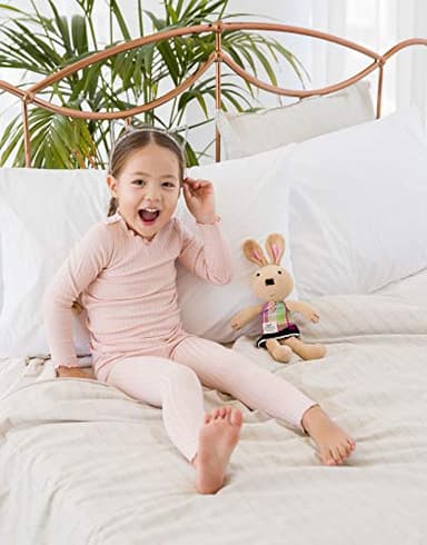 VAENAIT BABY Kids Girls Long Sleeve Modal Sleepwear Pajamas 2pcs Set Shirring Peach M, toddler - Image 2